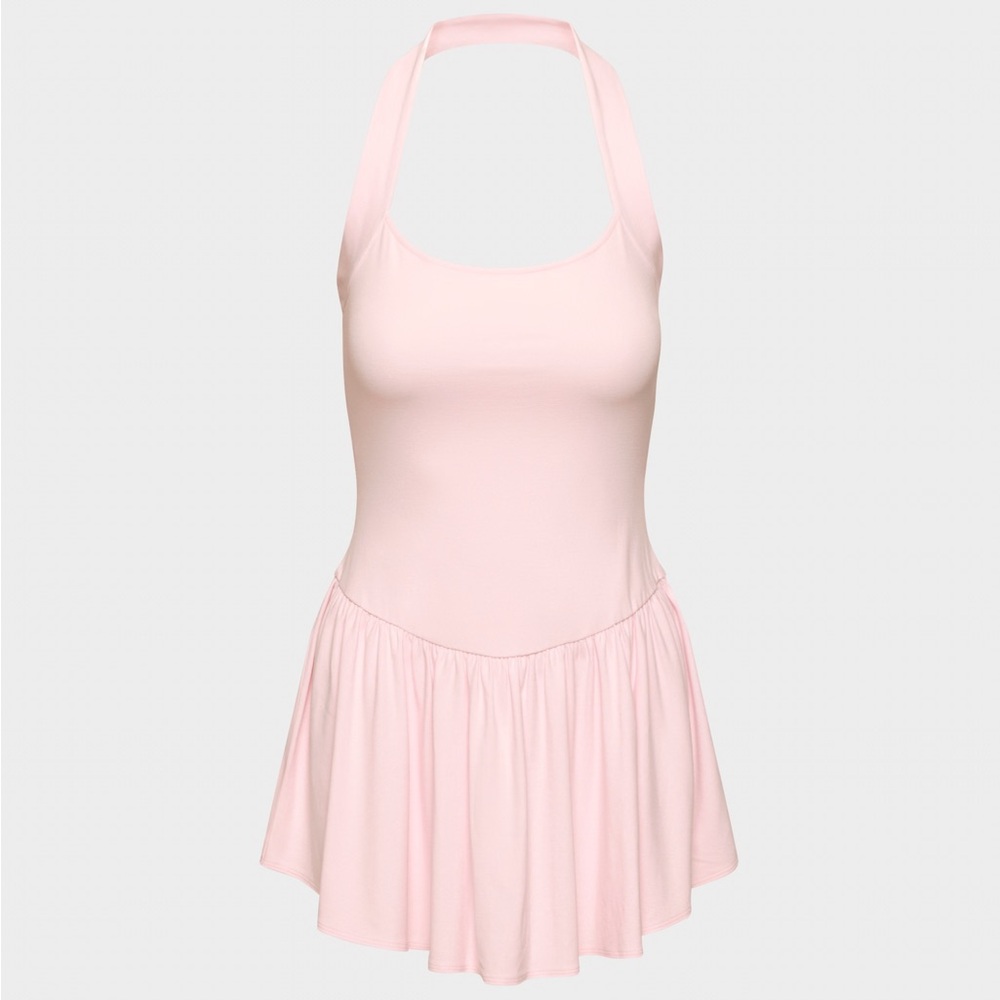 Aritzia Pink Women's Halter Neck Dress - Picture 2 of 4